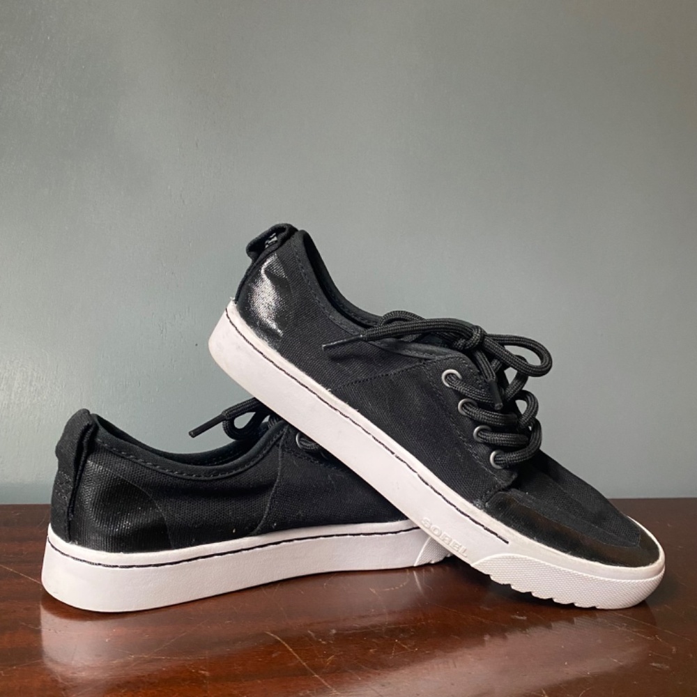 SOREL Women's 8 Campsneak Black Lace-Up Sneakers Casual Gorp Minimalist Travel